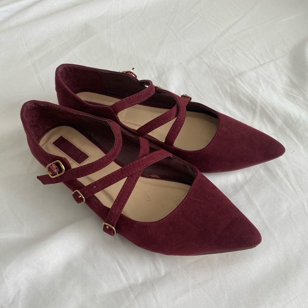 Burgundy flats